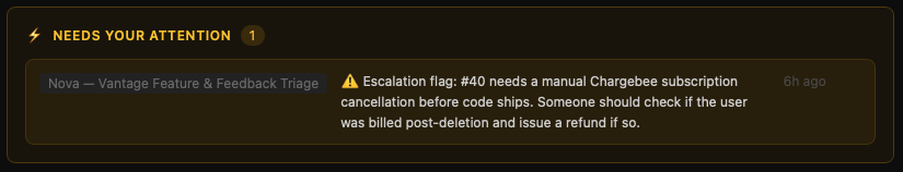 Nova escalating a billing issue — the last time that happened