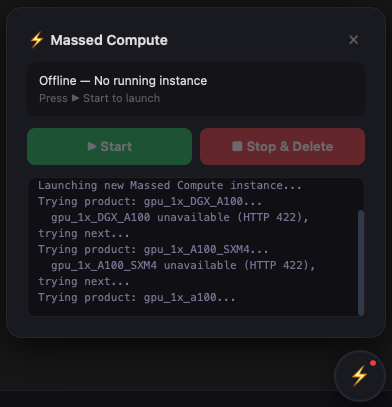 Server management — one click to rebuild from scratch